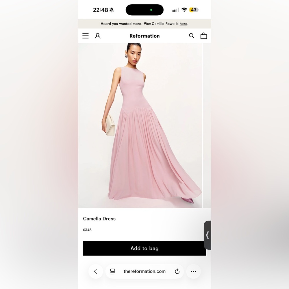 Reformation Camella Dress in Soft Pink